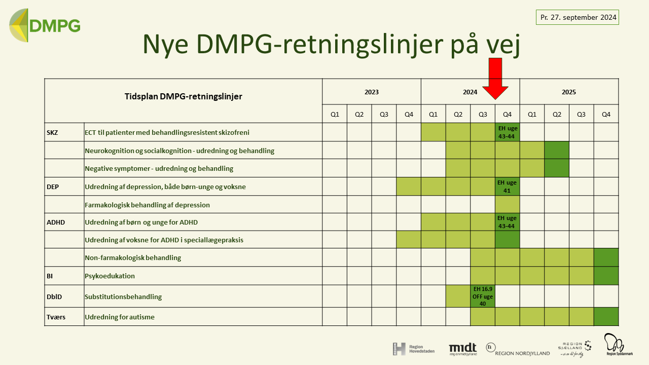 Oversigt over DMPG-retningslinjer på vej